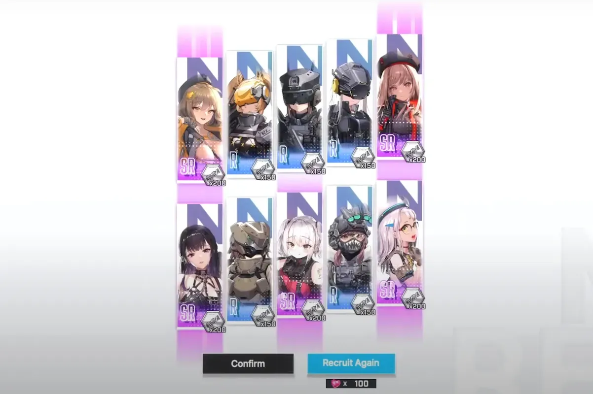 Nikke character screen